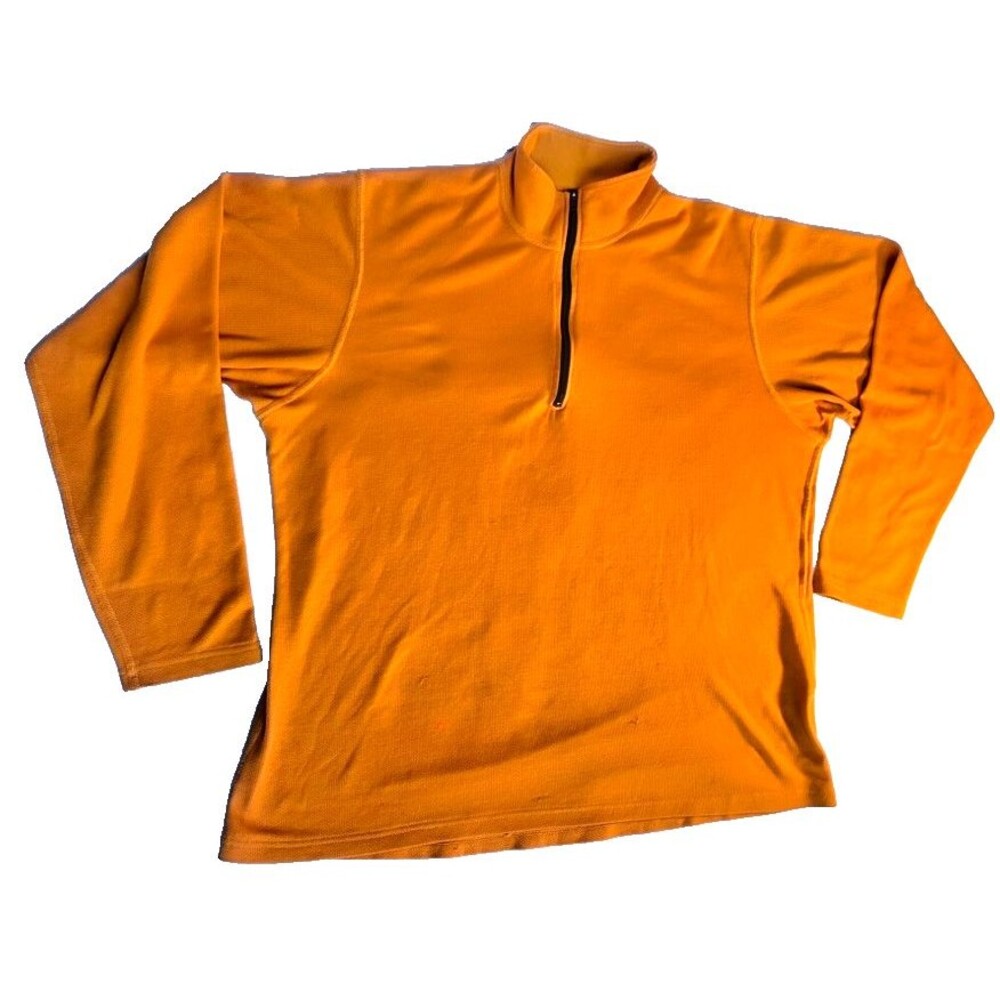 REI Men's 1/4 Zip Base Layer Shirt Orange Long Sleeve Pullover Hiking USA -Sz XL